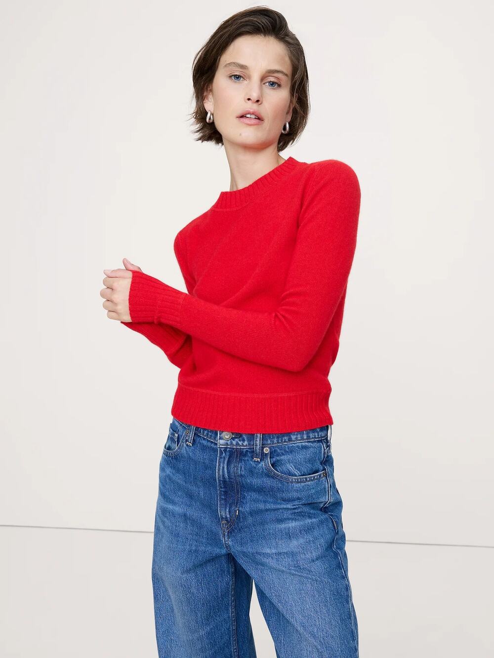 NEW Banana Republic The Fireside Sweater Women's Red Wool Blend Size L